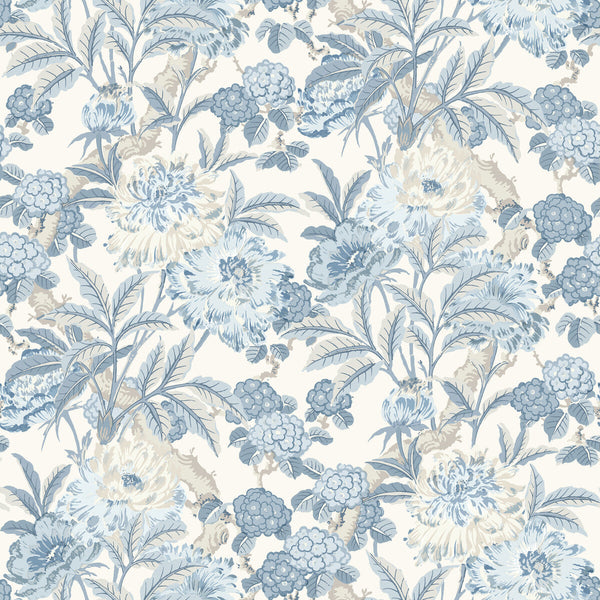 Samples and Purchasing available for Summer Peony - Blue Blue By G P & J Baker | Ashmore Wallpaper |Botanical & Floral  Wallcovering  at Designer Wallcoverings and Fabrics