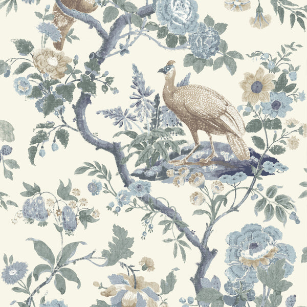 Samples and Purchasing available for Broughton Rose - Blue Blue By G P & J Baker | Ashmore Wallpaper |Animal/Insects  Wallcovering  at Designer Wallcoverings and Fabrics