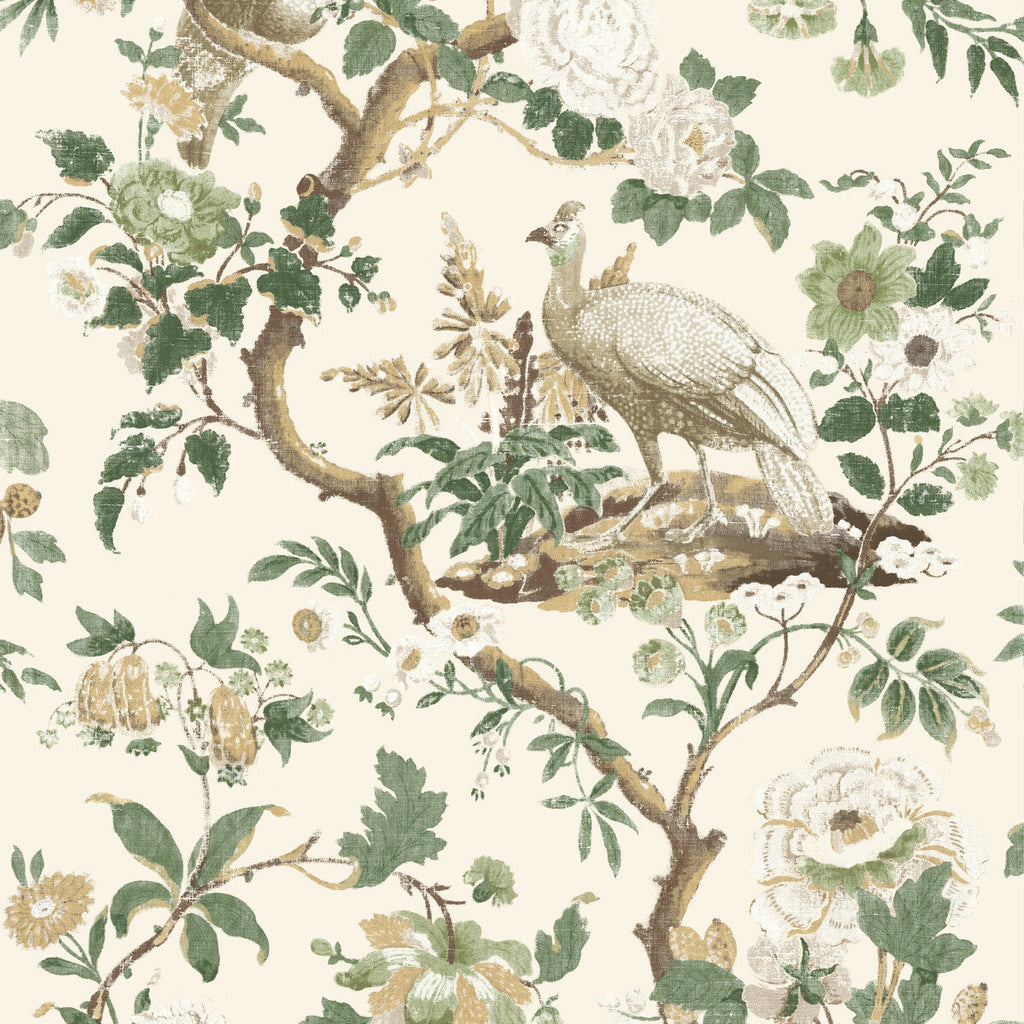 Samples and Purchasing available for Broughton Rose - Green Green By G P & J Baker | Ashmore Wallpaper |Animal/Insects  Wallcovering  at Designer Wallcoverings and Fabrics