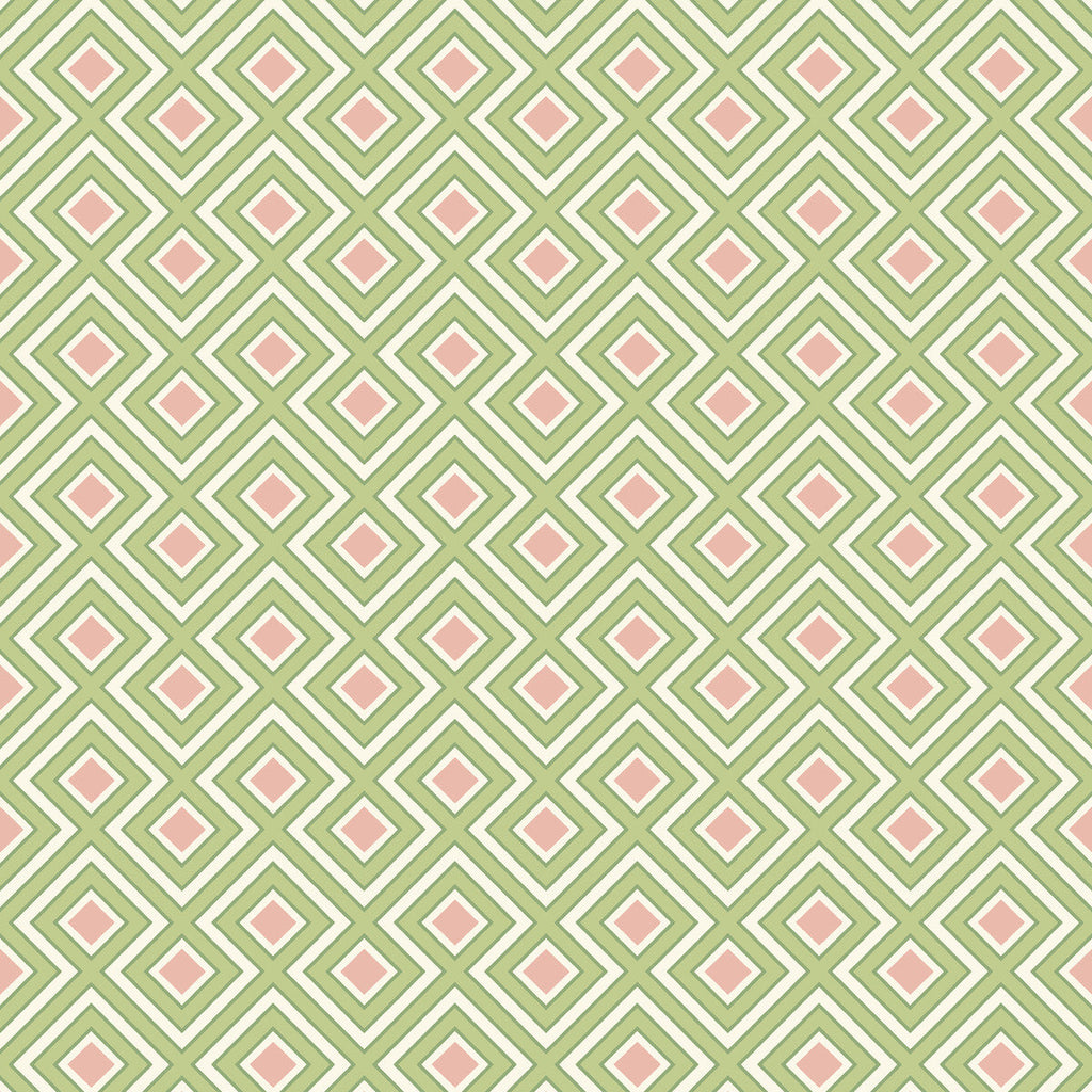 Samples and Purchasing available for La Fiorentina Small - Green/Blush Green By G P & J Baker | Ashmore Wallpaper |Geometric  Wallcovering  at Designer Wallcoverings and Fabrics