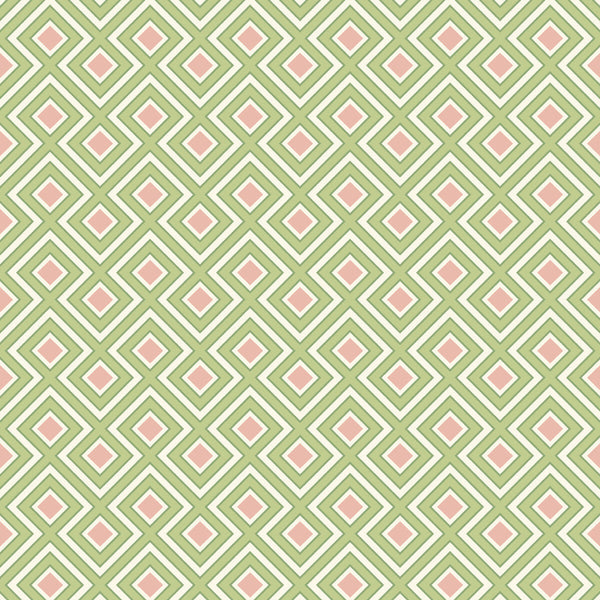 Samples and Purchasing available for La Fiorentina Small - Green/Blush Green By G P & J Baker | Ashmore Wallpaper |Geometric  Wallcovering  at Designer Wallcoverings and Fabrics