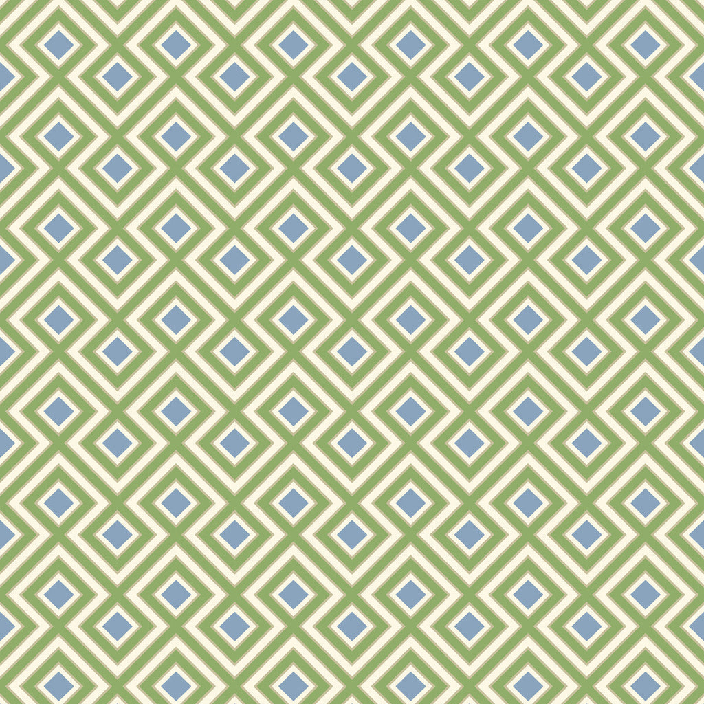 Samples and Purchasing available for La Fiorentina Small - Emerald/Blue Green By G P & J Baker | Ashmore Wallpaper |Geometric  Wallcovering  at Designer Wallcoverings and Fabrics