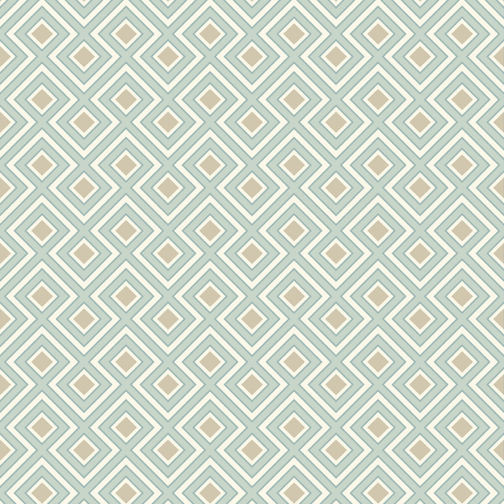 Samples and Purchasing available for La Fiorentina Small - Aqua Blue By G P & J Baker | Ashmore Wallpaper |Geometric  Wallcovering  at Designer Wallcoverings and Fabrics