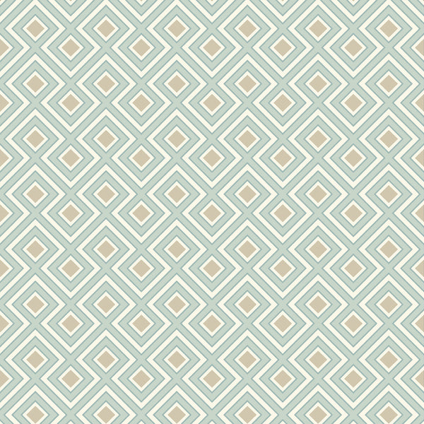 Samples and Purchasing available for La Fiorentina Small - Aqua Blue By G P & J Baker | Ashmore Wallpaper |Geometric  Wallcovering  at Designer Wallcoverings and Fabrics