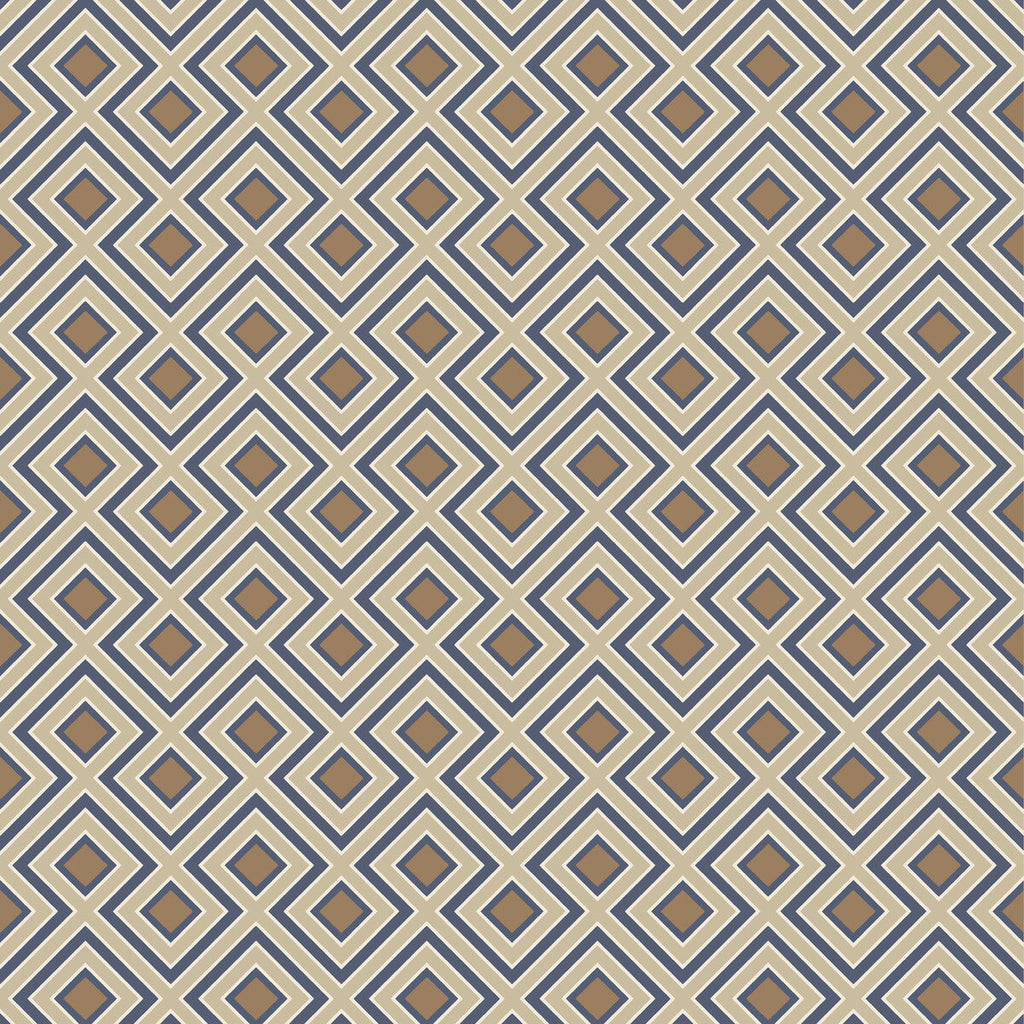 Samples and Purchasing available for La Fiorentina Small - Indigo Blue By G P & J Baker | Ashmore Wallpaper |Geometric  Wallcovering  at Designer Wallcoverings and Fabrics