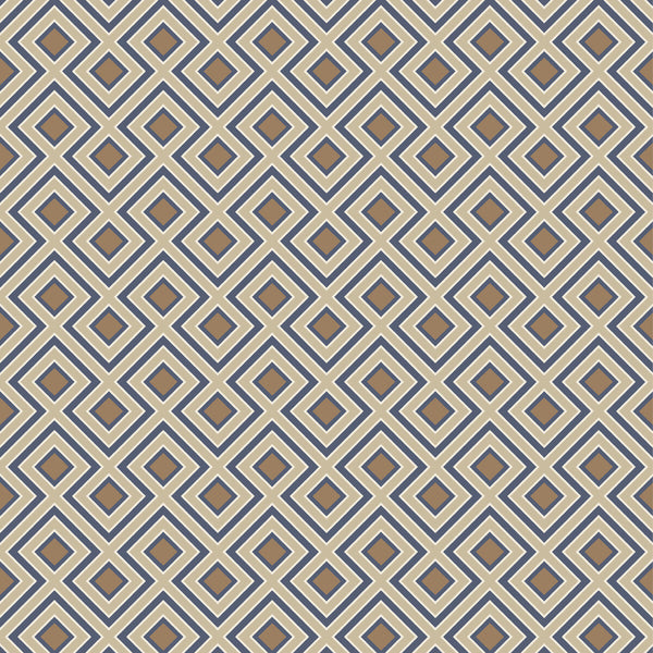 Samples and Purchasing available for La Fiorentina Small - Indigo Blue By G P & J Baker | Ashmore Wallpaper |Geometric  Wallcovering  at Designer Wallcoverings and Fabrics