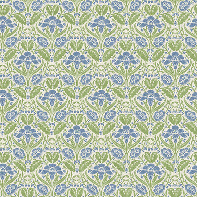 Samples and Purchasing available for Iris Meadow - Blue/Green Blue By G P & J Baker | Original Brantwood Wallpaper |Botanical & Floral  Wallcovering  at Designer Wallcoverings and Fabrics