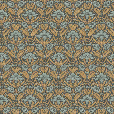 Samples and Purchasing available for Iris Meadow - Aqua/Ochre Blue By G P & J Baker | Original Brantwood Wallpaper |Botanical & Floral  Wallcovering  at Designer Wallcoverings and Fabrics