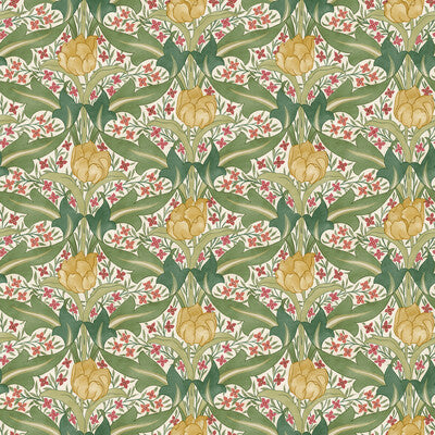 Samples and Purchasing available for Tulip & Jasmine - Red/Green Red By G P & J Baker | Original Brantwood Wallpaper |Botanical & Floral  Wallcovering  at Designer Wallcoverings and Fabrics