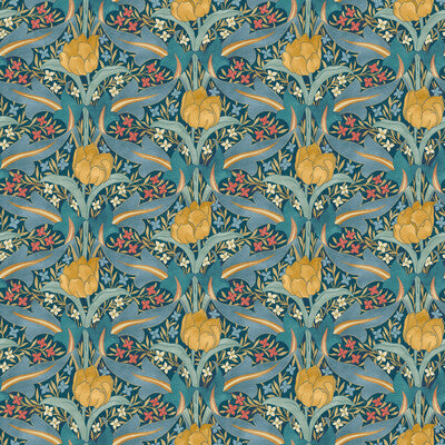 Samples and Purchasing available for Tulip & Jasmine - Teal Teal By G P & J Baker | Original Brantwood Wallpaper |Botanical & Floral  Wallcovering  at Designer Wallcoverings and Fabrics