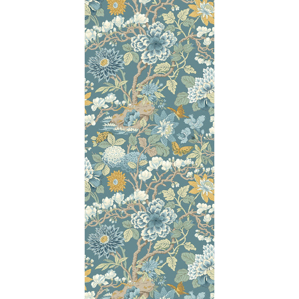 Samples and Purchasing available for Little Magnolia - Denim/Ochre Blue By G P & J Baker | Originals Wallpaper |Botanical & Floral  Wallcovering  at Designer Wallcoverings and Fabrics