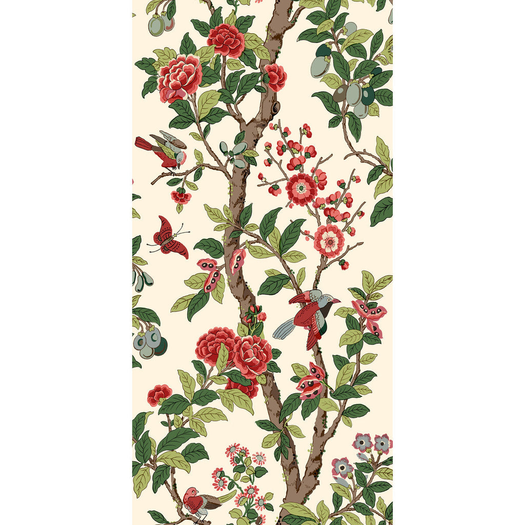 Samples and Purchasing available for Eldon - Red/Green Red By G P & J Baker | Originals Wallpaper |Botanical & Floral  Wallcovering  at Designer Wallcoverings and Fabrics