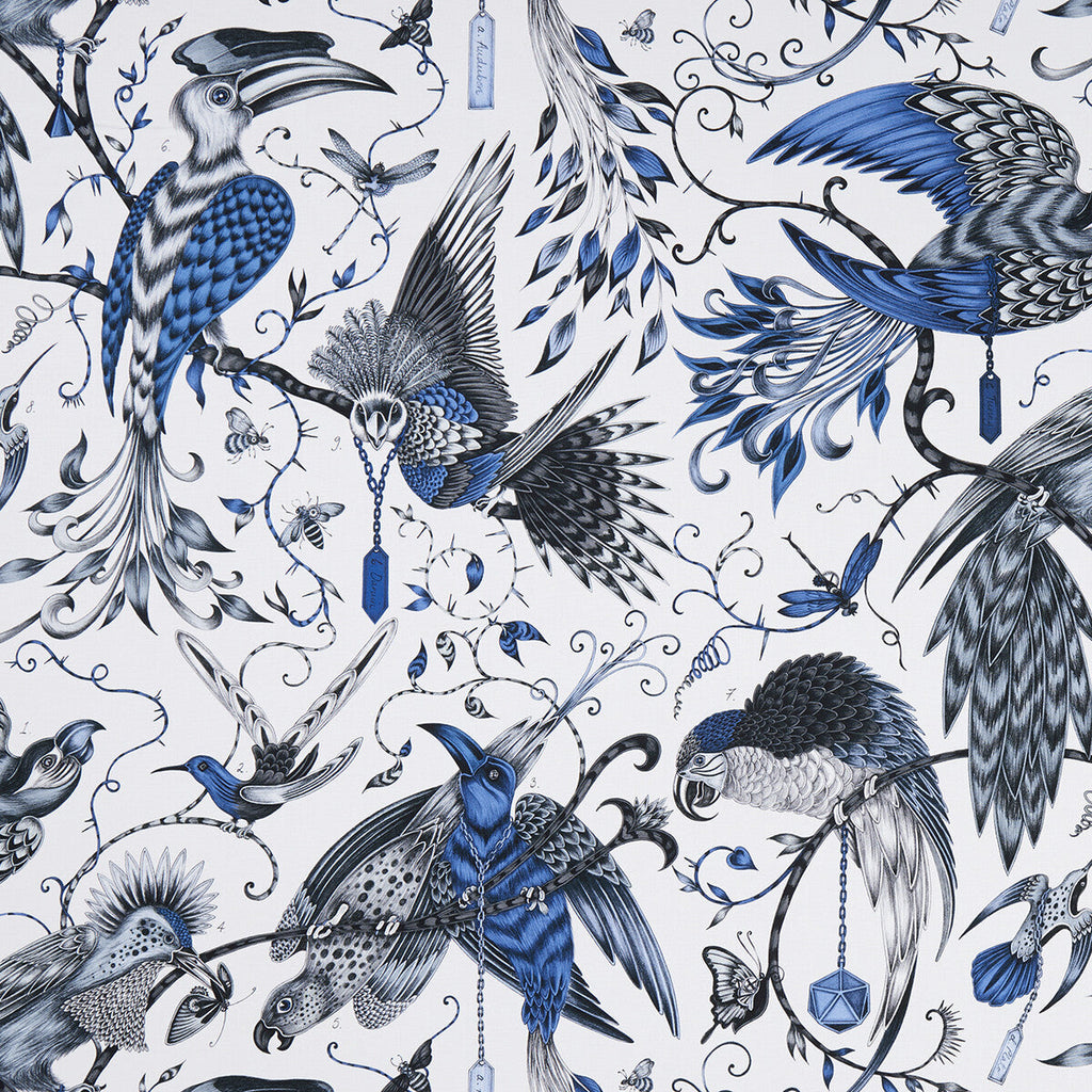 Samples and Purchasing available for Audubon - Blue  By Clarke And Clarke | Animalia By Emma J Shipley For C&C | Animal/Insects Multipurpose Print at Designer Wallcoverings and Fabrics