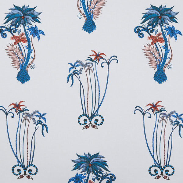 Samples and Purchasing available for Jungle Palms - Blue  By Clarke And Clarke | Animalia By Emma J Shipley For C&C | Botanical & Floral Multipurpose Print at Designer Wallcoverings and Fabrics