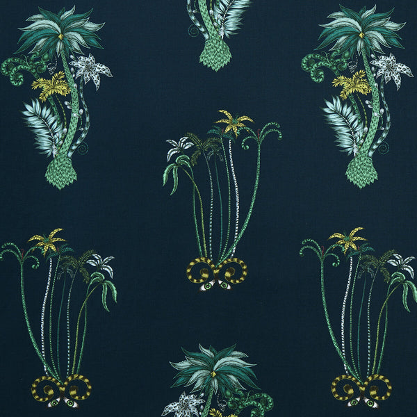 Samples and Purchasing available for Jungle Palms - Navy  By Clarke And Clarke | Animalia By Emma J Shipley For C&C | Botanical & Floral Multipurpose Print at Designer Wallcoverings and Fabrics