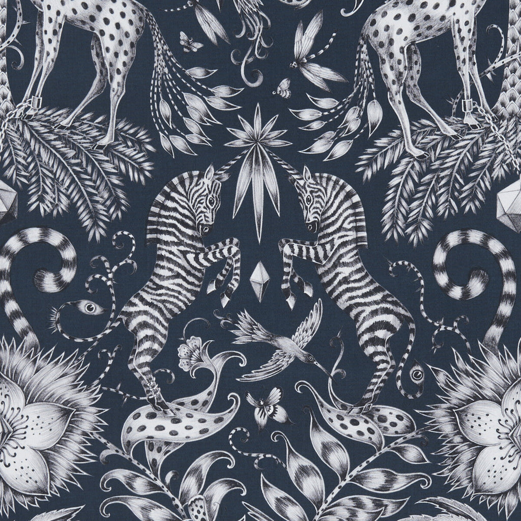 Samples and Purchasing available for Kruger - Navy  By Clarke And Clarke | Animalia By Emma J Shipley For C&C | Animal/Insects Multipurpose Print at Designer Wallcoverings and Fabrics