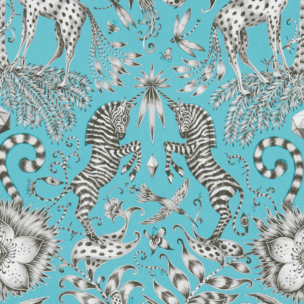 Samples and Purchasing available for Kruger - Teal  By Clarke And Clarke | Animalia By Emma J Shipley For C&C | Animal/Insects Multipurpose Print at Designer Wallcoverings and Fabrics