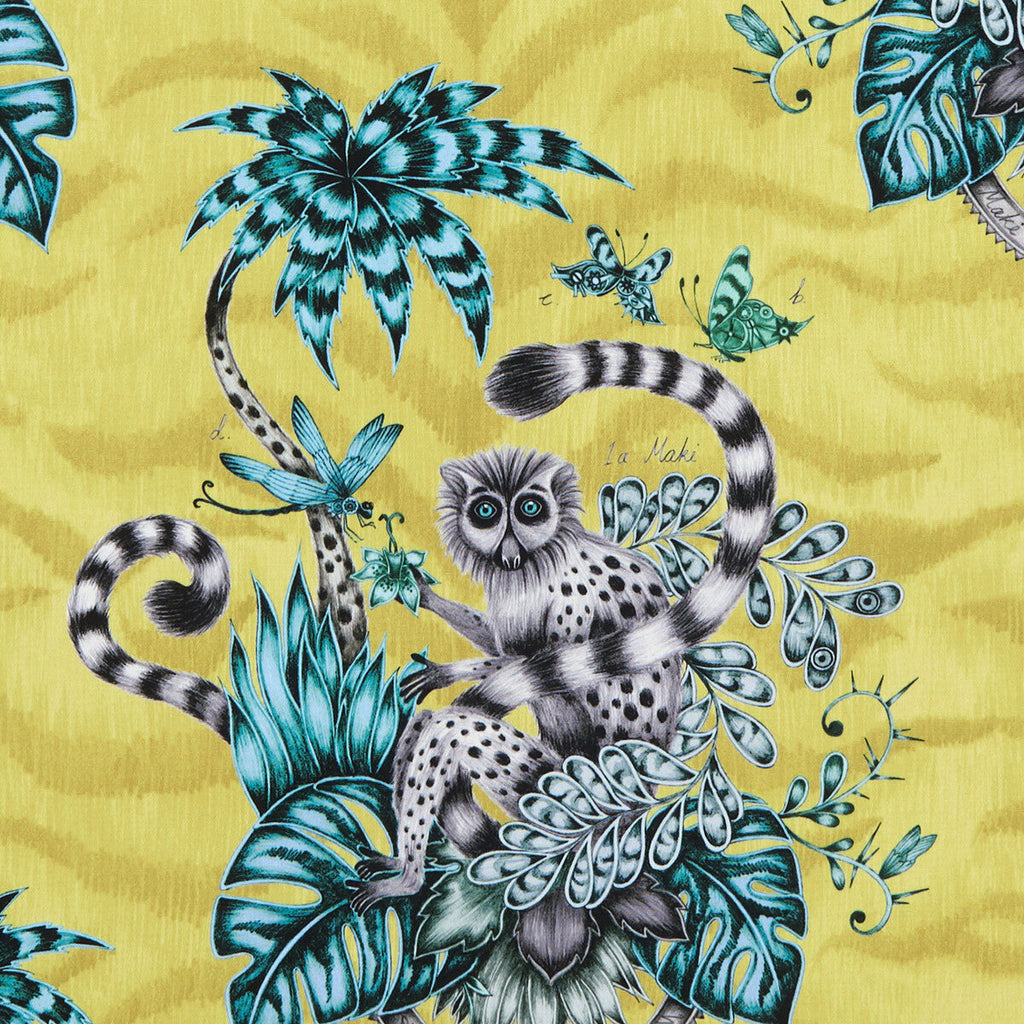 Samples and Purchasing available for Lemur - Lime  By Clarke And Clarke | Animalia By Emma J Shipley For C&C | Animal/Insects Multipurpose Print at Designer Wallcoverings and Fabrics