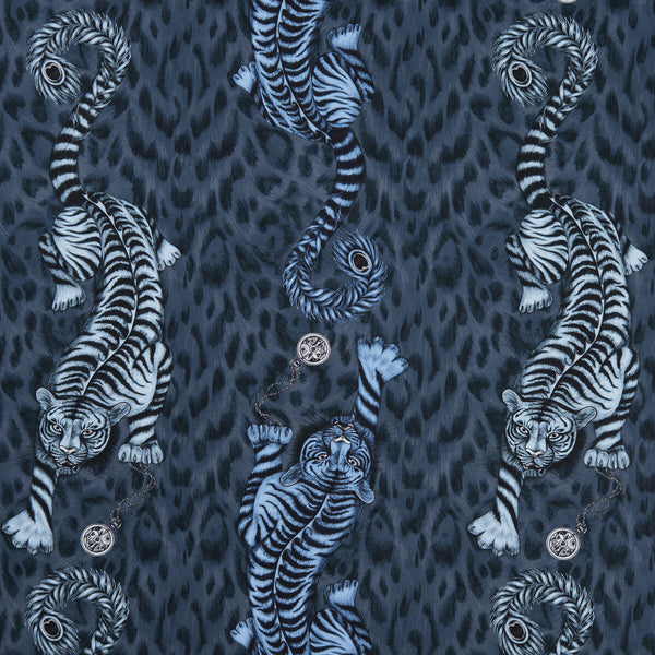 Samples and Purchasing available for Tigris - Navy  By Clarke And Clarke | Animalia By Emma J Shipley For C&C | Animal/Insects Multipurpose Print at Designer Wallcoverings and Fabrics