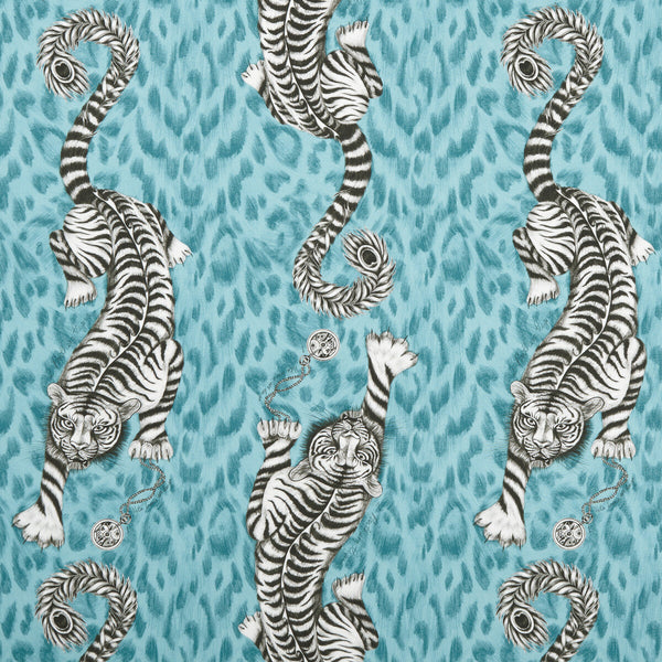 Samples and Purchasing available for Tigris - Teal  By Clarke And Clarke | Animalia By Emma J Shipley For C&C | Animal/Insects Multipurpose Print at Designer Wallcoverings and Fabrics