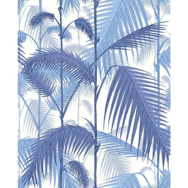 Samples and Purchasing available for Palm Jungle - Hyaci On Wht Blue By Cole & Son | Cole & Son Contemporary Fabrics |Botanical & Floral Tropical Multipurpose Print at Designer Wallcoverings and Fabrics