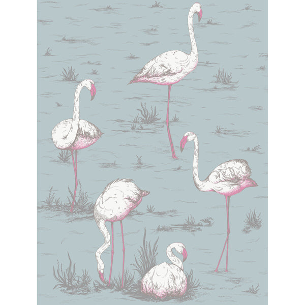 Samples and Purchasing available for Flamingos - Wht/Fuch On Sfoam Turquoise By Cole & Son | Cole & Son Contemporary Fabrics |Animal/Insects Novelty Multipurpose Print at Designer Wallcoverings and Fabrics