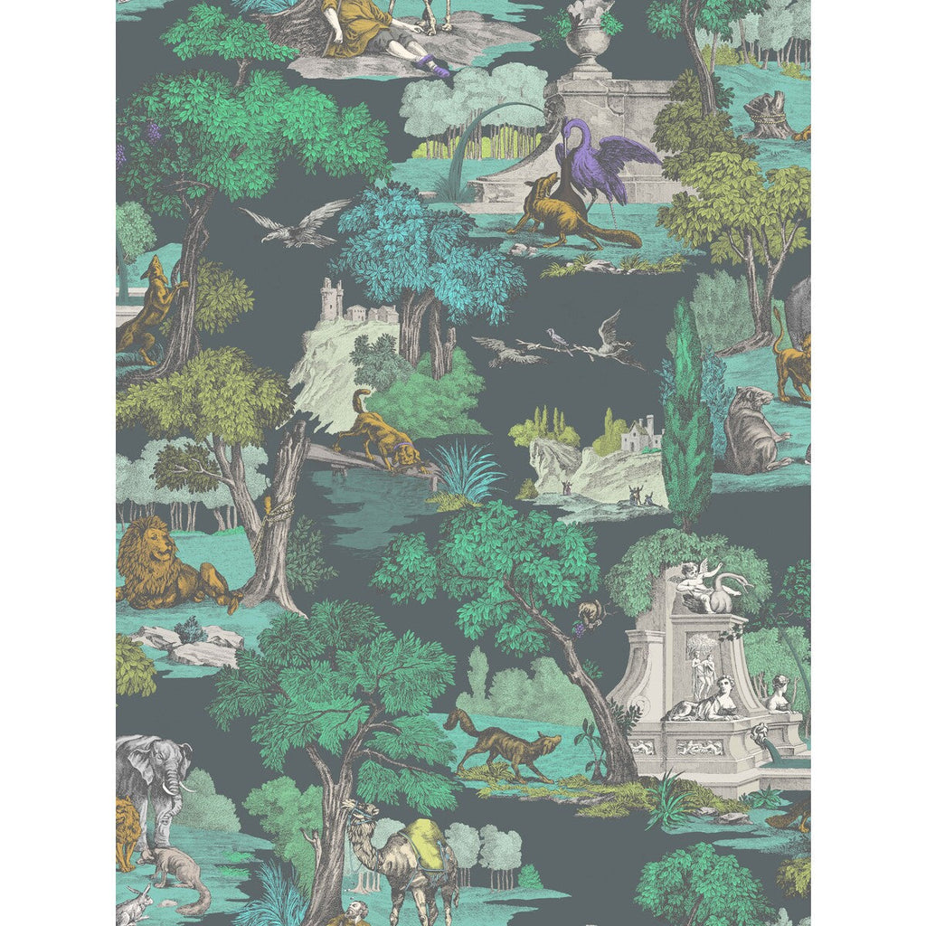 Samples and Purchasing available for Versailles Grand - Viridian Multi By Cole & Son | Cole & Son Contemporary Fabrics |Animal/Insects Toile Multipurpose Print at Designer Wallcoverings and Fabrics