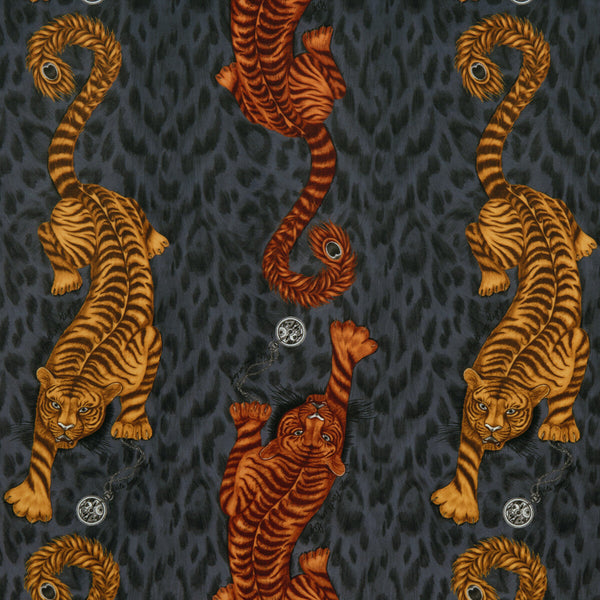 Samples and Purchasing available for Tigris Velvet - Flame  By Clarke And Clarke | Animalia By Emma J Shipley For C&C | Animal/Insects Multipurpose Weave at Designer Wallcoverings and Fabrics