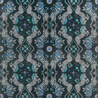 Samples and Purchasing available for Caspian Velvet - Navy Blue By Clarke And Clarke | Wilderie By Emma J Shipley For C&C |Animal/Insects Novelty Multipurpose Print at Designer Wallcoverings and Fabrics