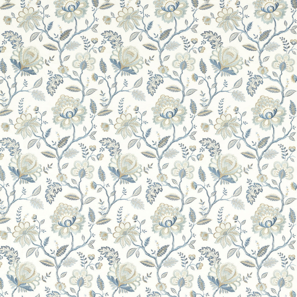 Samples and Purchasing available for Adeline - Denim/Midnight Blue By Clarke And Clarke | Clarke & Clarke Vintage |Botanical & Floral Texture Drapery Embroidery at Designer Wallcoverings and Fabrics