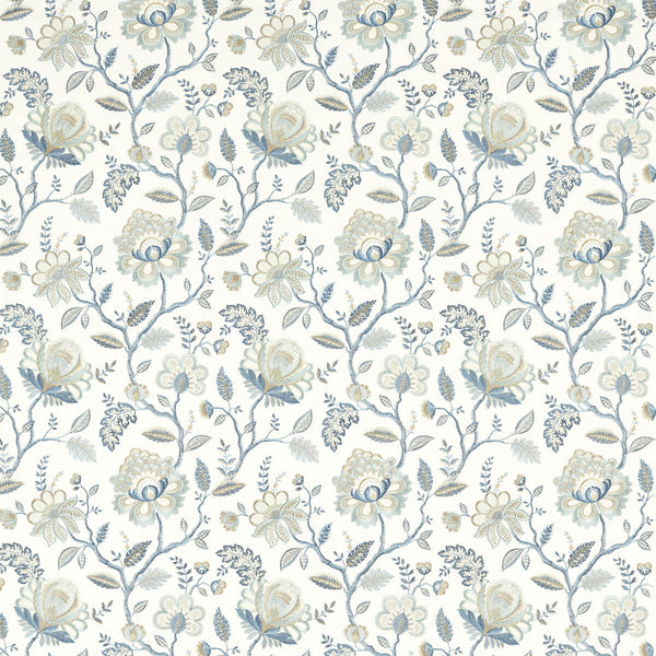 Samples and Purchasing available for Adeline - Denim/Midnight Blue By Clarke And Clarke | Clarke & Clarke Vintage |Botanical & Floral Texture Drapery Embroidery at Designer Wallcoverings and Fabrics