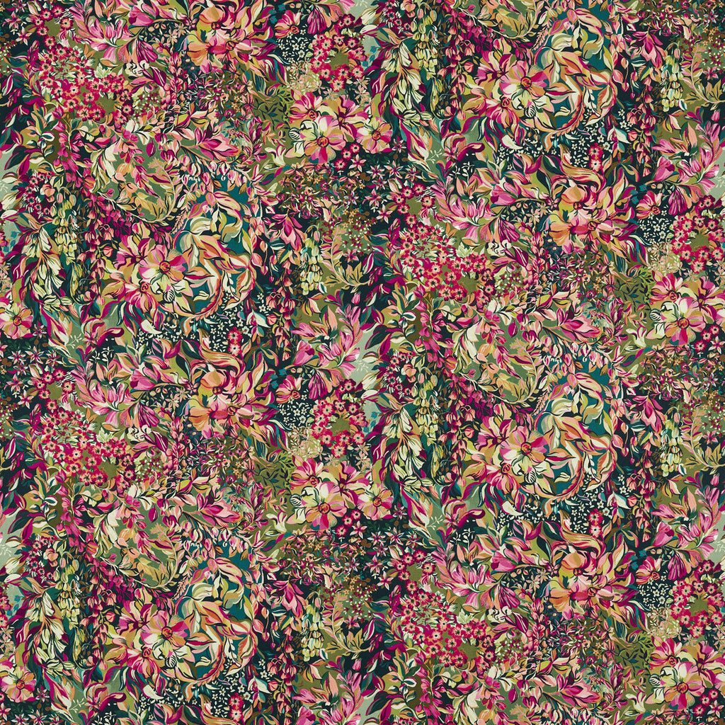 Samples and Purchasing available for Aubrey Velvet - Forest/Raspberry Green By Clarke And Clarke | Clarke & Clarke Ferndene | Botanical & Floral Upholstery Print at Designer Wallcoverings and Fabrics