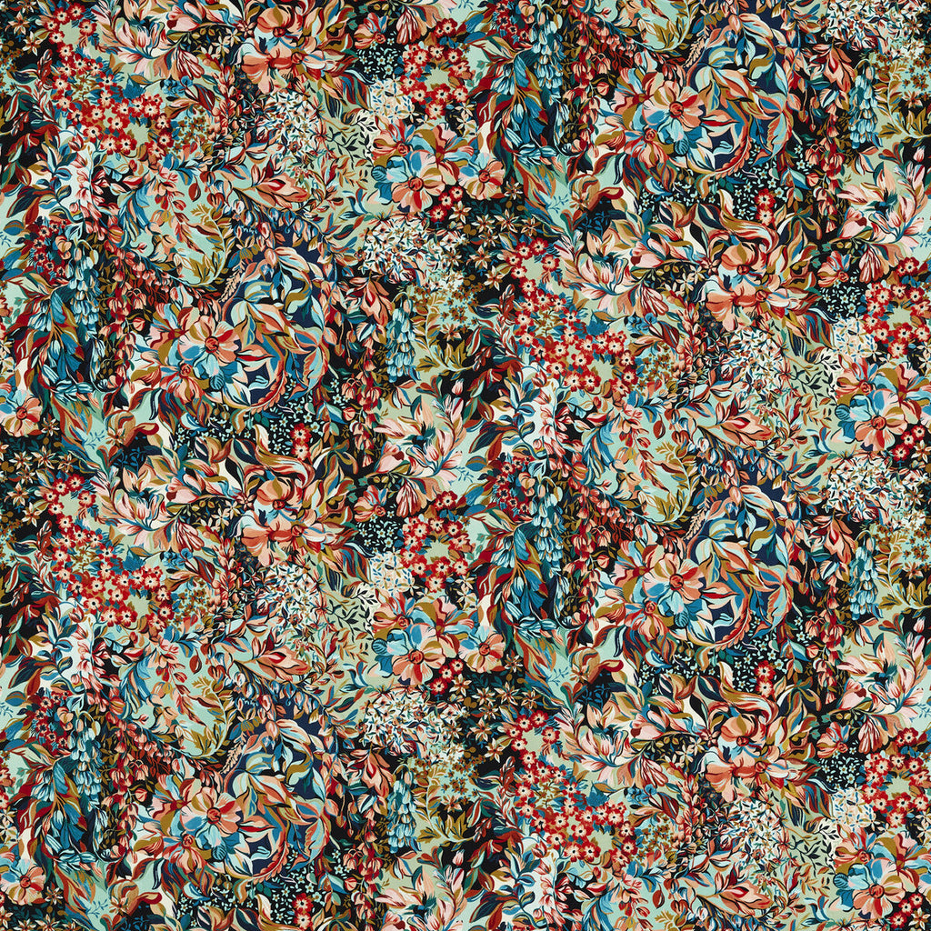 Samples and Purchasing available for Aubrey Velvet - Midnight/Spice Black By Clarke And Clarke | Clarke & Clarke Ferndene | Botanical & Floral Upholstery Print at Designer Wallcoverings and Fabrics