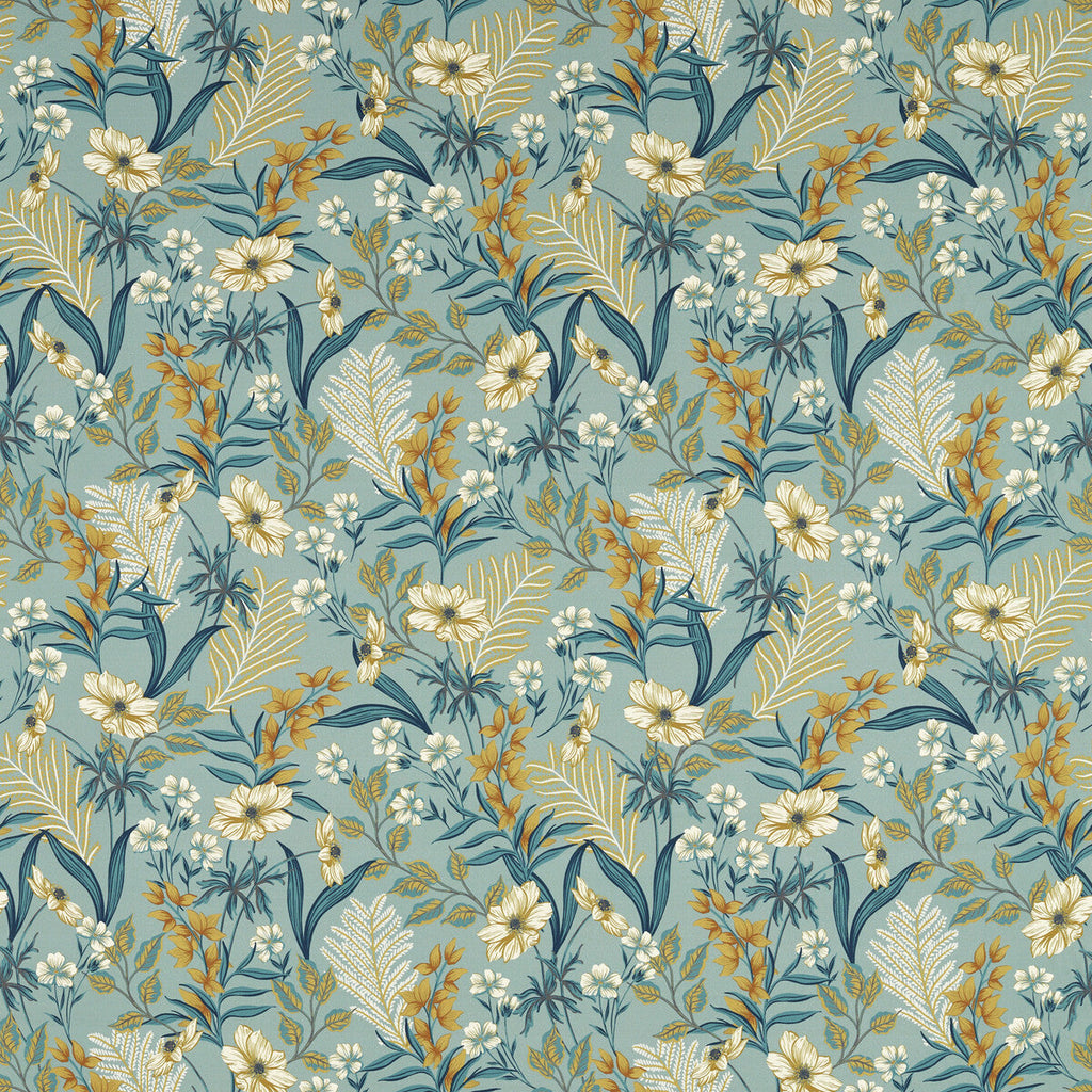 Samples and Purchasing available for Hazelbury - Mineral Teal By Clarke And Clarke | Clarke & Clarke Ferndene | Botanical & Floral Multipurpose Print at Designer Wallcoverings and Fabrics