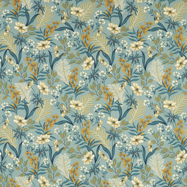 Samples and Purchasing available for Hazelbury - Mineral Teal By Clarke And Clarke | Clarke & Clarke Ferndene | Botanical & Floral Multipurpose Print at Designer Wallcoverings and Fabrics