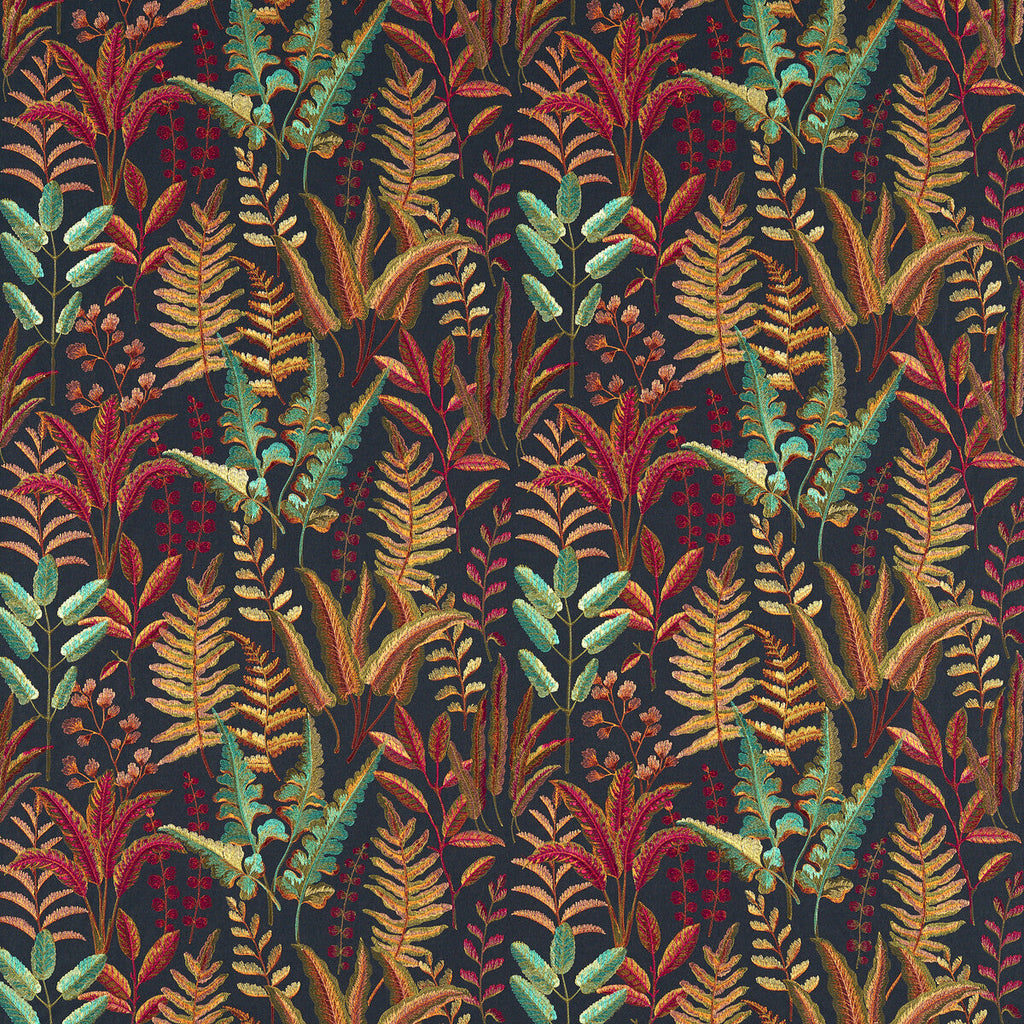 Samples and Purchasing available for Bracken - Russet Aqua Emb Brown By Clarke And Clarke | Clarke & Clarke Marianne |Botanical & Floral Texture Drapery Embroidery at Designer Wallcoverings and Fabrics