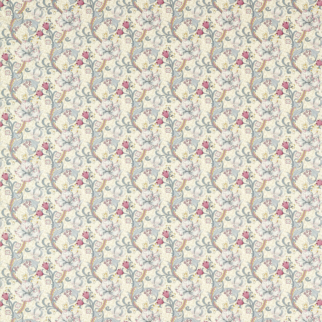 Samples and Purchasing available for Golden Lily - Dove/Plum White By Clarke And Clarke | Clarke & Clarke William Morris Designs | Botanical & Floral Multipurpose Print at Designer Wallcoverings and Fabrics