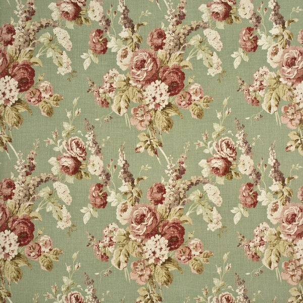 Samples and Purchasing available for Vintage Floral - Coral/Sage Green By Mulberry | Country Weekend |Botanical & Floral  Multipurpose Print at Designer Wallcoverings and Fabrics