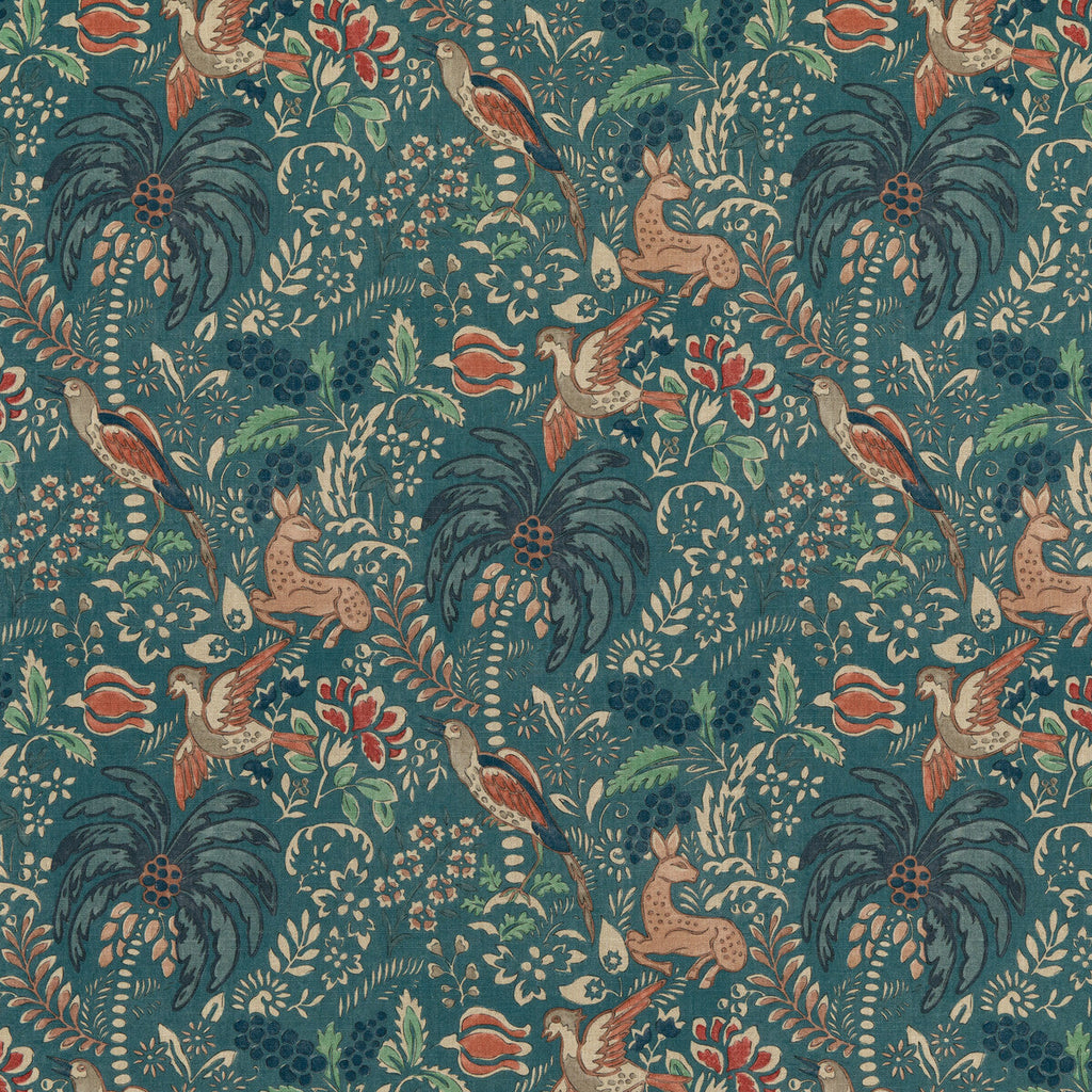 Samples and Purchasing available for Fantasia - Teal Teal By Mulberry | Modern Country I |Botanical & Floral Flora & Fauna Multipurpose Print at Designer Wallcoverings and Fabrics