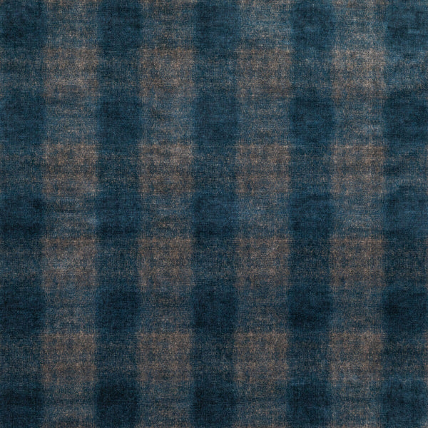 Samples and Purchasing available for Highland Check - Indigo Indigo By Mulberry | Modern Country Velvets |Plaid / Check  Multipurpose Velvet at Designer Wallcoverings and Fabrics