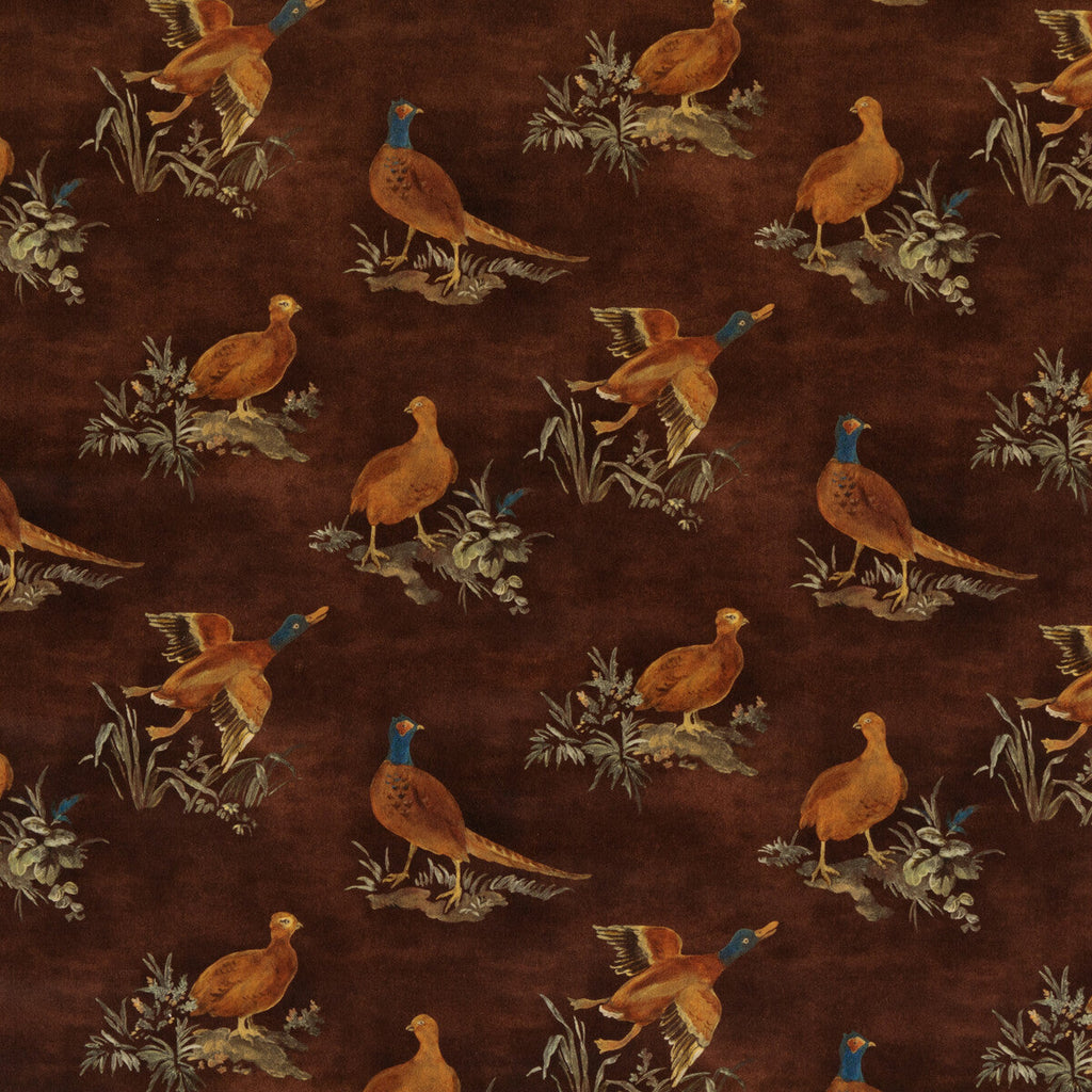 Samples and Purchasing available for Game Show - Spice Brown By Mulberry | Modern Country Velvets |Animal/Insects Flora & Fauna Multipurpose Velvet at Designer Wallcoverings and Fabrics