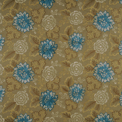 Samples and Purchasing available for Constanza - Teal/Gold Brown By Mulberry | Soprano Collection |Botanical & Floral  Drapery Embroidery at Designer Wallcoverings and Fabrics