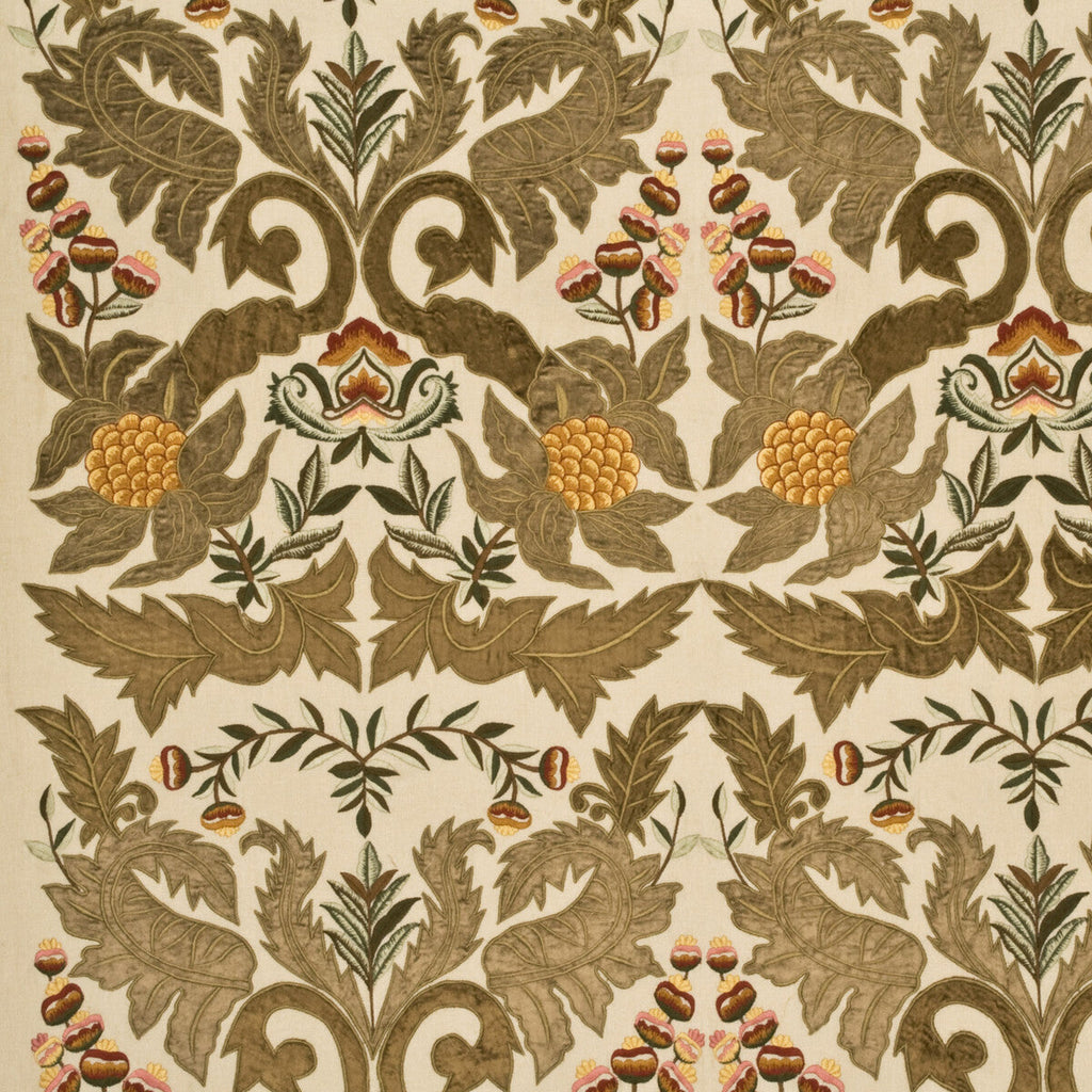 Samples and Purchasing available for Constantine Linen - Sage/Gold White By Mulberry | Grandiflora Ii |  Drapery Embroidery at Designer Wallcoverings and Fabrics