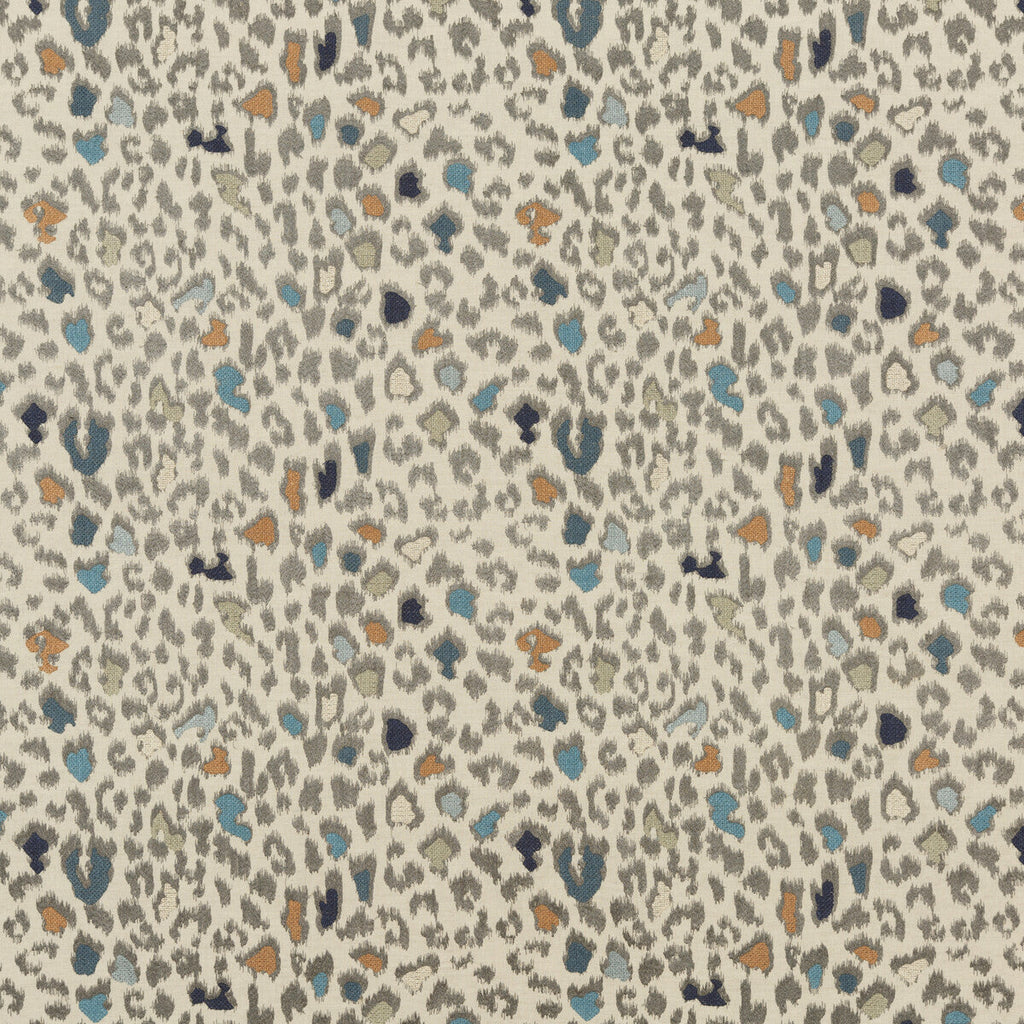 Samples and Purchasing available for Animal Magic - Teal White By Mulberry | Festival |Animal Skins  Multipurpose Embroidery at Designer Wallcoverings and Fabrics