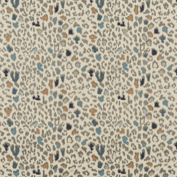 Samples and Purchasing available for Animal Magic - Teal White By Mulberry | Festival |Animal Skins  Multipurpose Embroidery at Designer Wallcoverings and Fabrics