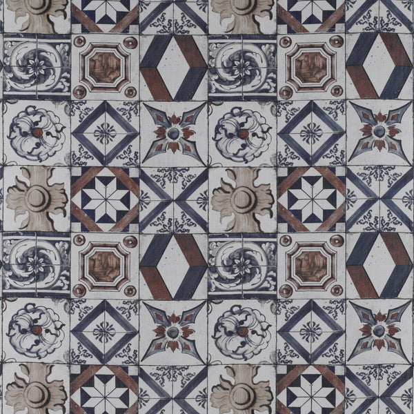 Samples and Purchasing available for Trastevere - Azul/Tabaco Multi By Gaston Y Daniela | Tierras |  Multipurpose Print at Designer Wallcoverings and Fabrics