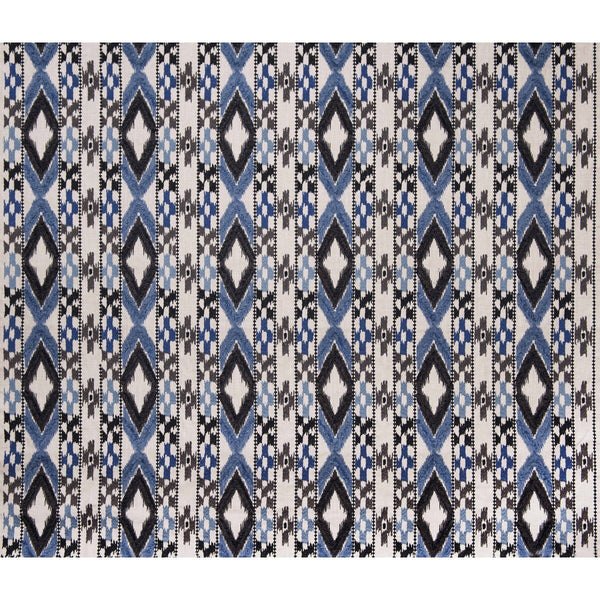 Samples and Purchasing available for Queen - Azul/Black  White By Gaston Y Daniela | Gaston Africalia |Global Ikat/Southwest/Kilims Upholstery Embroidery at Designer Wallcoverings and Fabrics