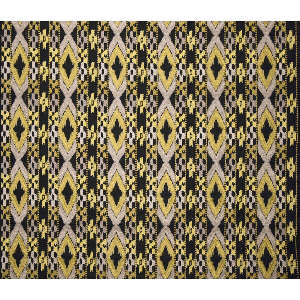 Samples and Purchasing available for Queen - Blk/Amarillo Black By Gaston Y Daniela | Gaston Africalia |Global Ikat/Southwest/Kilims Upholstery Embroidery at Designer Wallcoverings and Fabrics