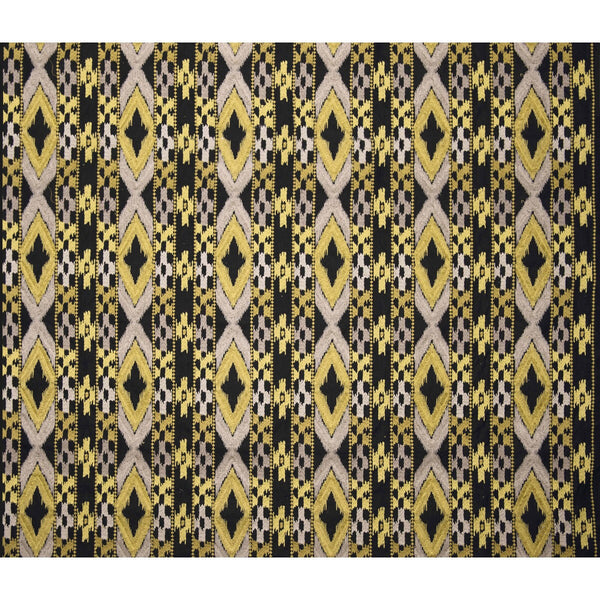 Samples and Purchasing available for Queen - Blk/Amarillo Black By Gaston Y Daniela | Gaston Africalia |Global Ikat/Southwest/Kilims Upholstery Embroidery at Designer Wallcoverings and Fabrics