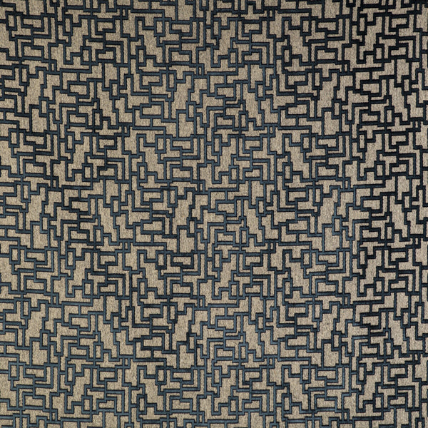 Samples and Purchasing available for Laberinto - Azul Neutral By Gaston Y Daniela | Gaston Libreria |Modern Geometric Upholstery Velvet at Designer Wallcoverings and Fabrics